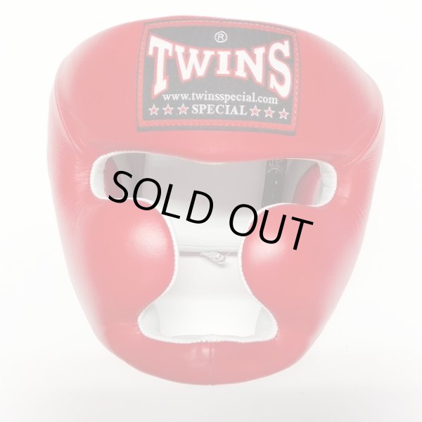 画像1: 新品 正規 TWINS ヘッドギア 赤 /ボクシング/ムエタイ/ヘッドガード/本革製/ (1)