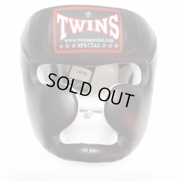 画像1: 新品 正規 TWINS ヘッドギア 黒 /ボクシング/ムエタイ/ヘッドガード/本革製 (1)