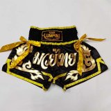 画像: 新品 サテン 83 LUMPINI ボクシングパンツ S/M/L/XL 選択 黒金黄リボン /ボクシング/ムエタイ/トランクス/通販/大人用/キッズ用/ジュニア/子供用
