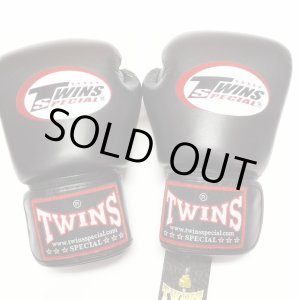 画像: 新品 正規 TWINS 本格ボクシンググローブ 黒 /ボクシング/ムエタイ/本革製