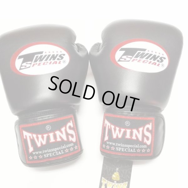 画像1: 新品 正規 TWINS 本格ボクシンググローブ 黒 /ボクシング/ムエタイ/本革製 (1)