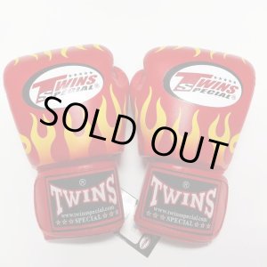 画像: 新品 正規 TWINS 本格ボクシンググローブ FIRE 赤 /ボクシング/ムエタイ/本革製/グローブ