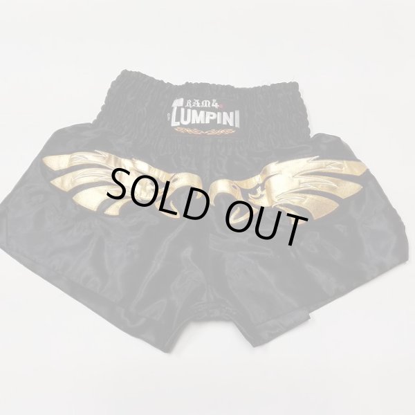 画像1: 新品 サテン 01 LUMPINI ボクシングパンツ S/M/L/XL 選択 黒鷲 /ボクシング/ムエタイ/トランクス/通販/大人用/キッズ用/ジュニア/子供用 (1)