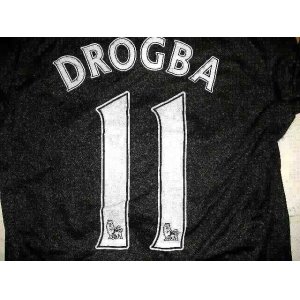 画像: 子供用 K036 チェルシーAWAY DROGBA*11 ドログバ 黒袖黄 17  ゲームシャツ パンツ付 サッカー ユニフォーム