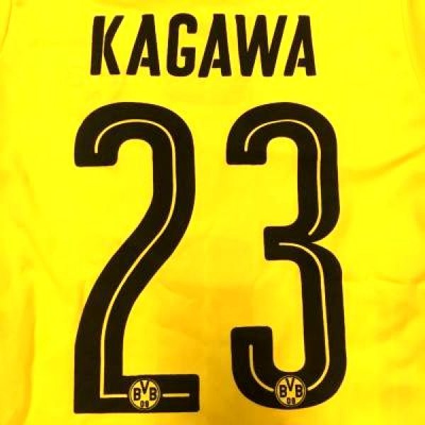 画像1: 子供用 K017 ボルシア ドルトムントHOME KAGAWA*23 香川 黄黒ライン 17 ゲームシャツ パンツ付 /サッカー/オーダーメイド/ネーム作成/通販/キッズ/ジュニア/子供用/大人用/オリジナル (1)