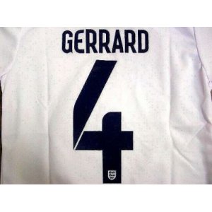 画像: 子供用 K016 イングランド GERRARD*4 ジェラード 白横青 17 ゲームシャツ パンツ付 /サッカー/オーダーメイド/ネーム作成/通販/キッズ/ジュニア/子供用/大人用/オリジナル