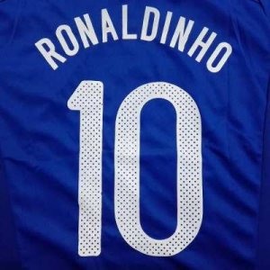 画像: 子供用 K049 ブラジル RONALDINHO*10 ロナウジーニョ 青 18 ゲームシャツ パンツ付 