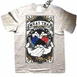 画像: 新品 ボクシングシャツ グレー 青赤拳コータン ボクシング/ムエタイ /インナー/誕生日/Tシャツ /トレーニング/ダイエット