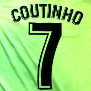 画像: 大人用 A134 バルセロナ COUTINHO*7 コウチーニョ 黄斜め線 20 ゲームシャツ パンツ付