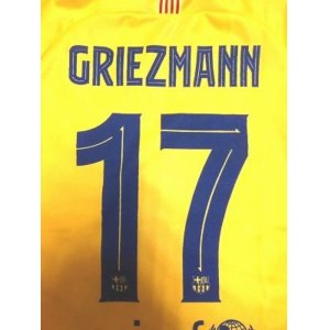 画像: 子供用 K134 バルセロナ GRIEZMANN*17 グリーズマン 20 黄斜め線 ゲームシャツ パンツ付