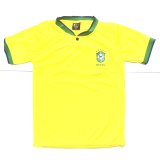 画像: 子供用 K012 22 ブラジル RONALDINHO*10 ロナウジーニョ 黄襟ボタン ゲームシャツ パンツ付