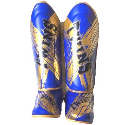 画像1: 新品 正規 TWINS レッグガード 青金 レガース /ボクシング/ムエタイ/グローブ/本革製/通販/大人用/キッズ用/ジュニア/子供用 (1)