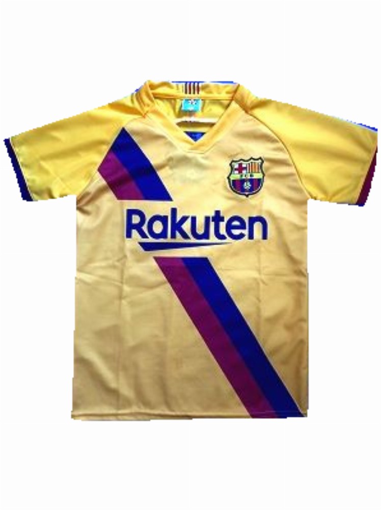 子供用 K134 バルセロナ 20 黄斜め線 ゲームシャツ パンツ付 - 激安